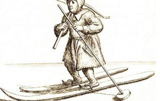 Esquiador Sami con ballesta.